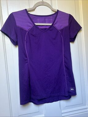 REI Women's Purple V-Neck Short Sleeve Active Top XS